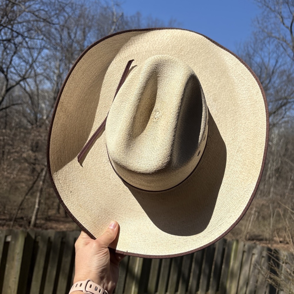 Atwood Western Hat 5X Ivory Straw Hereford Low Crown Long Oval Men Cowboy Mexico - Picture 3 of 12